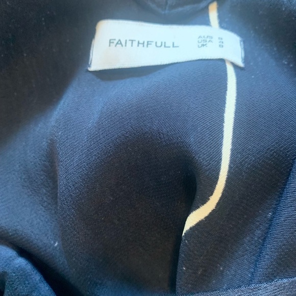 Faithfull the Brand Blue Striped Mini Dress Slip Satin V-back Size 4 - Picture 10 of 14